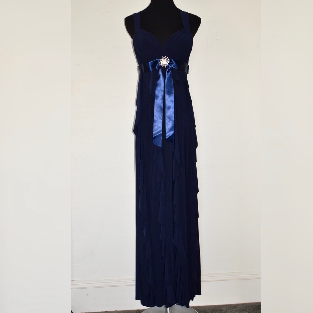 Formal Navy Ruffled Gown - Picture 8 of 10